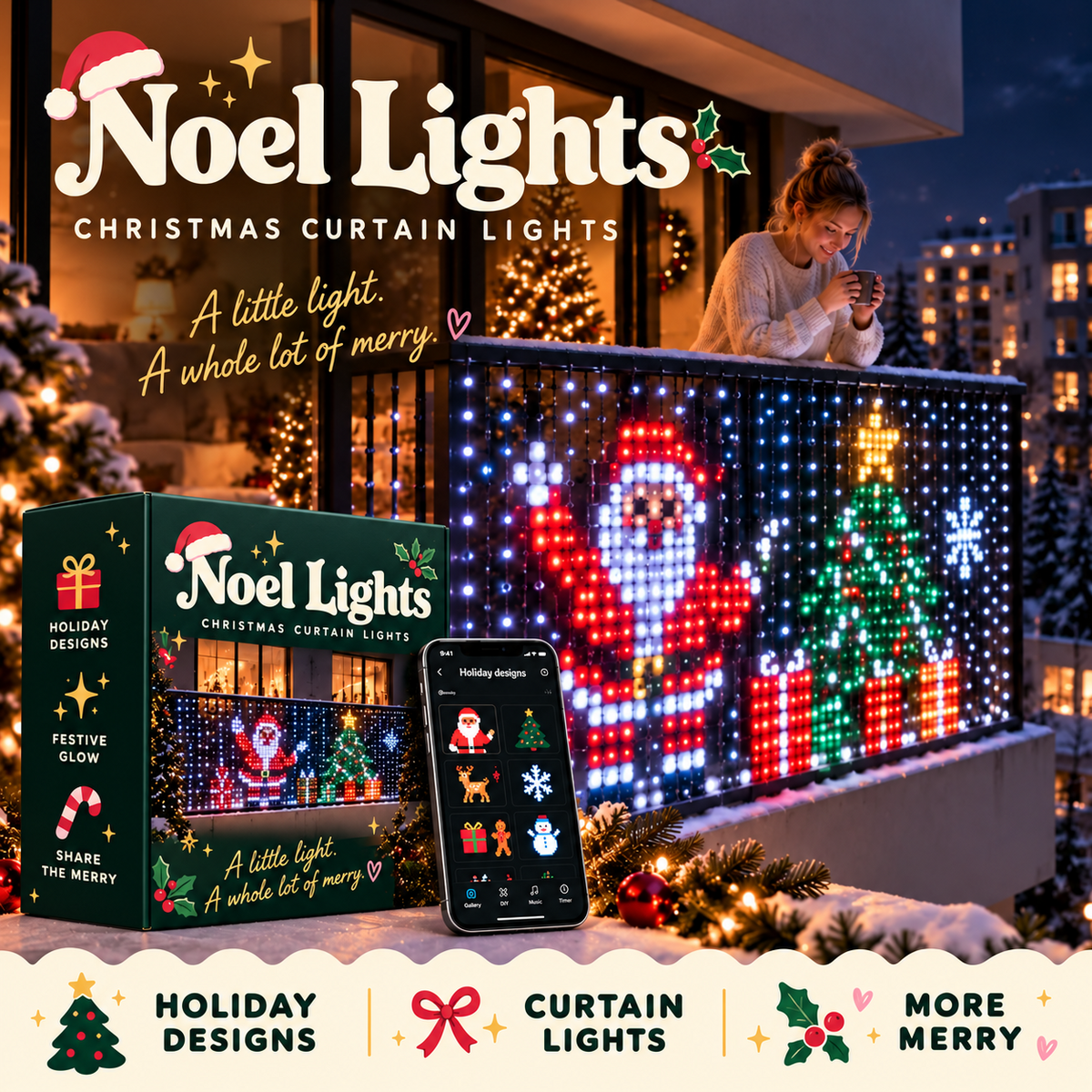 Noel Lights Christmas Curtain Lights
